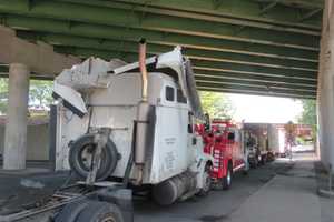 Tractor-Trailer Gets Stuck Under Rye Railroad Overpass