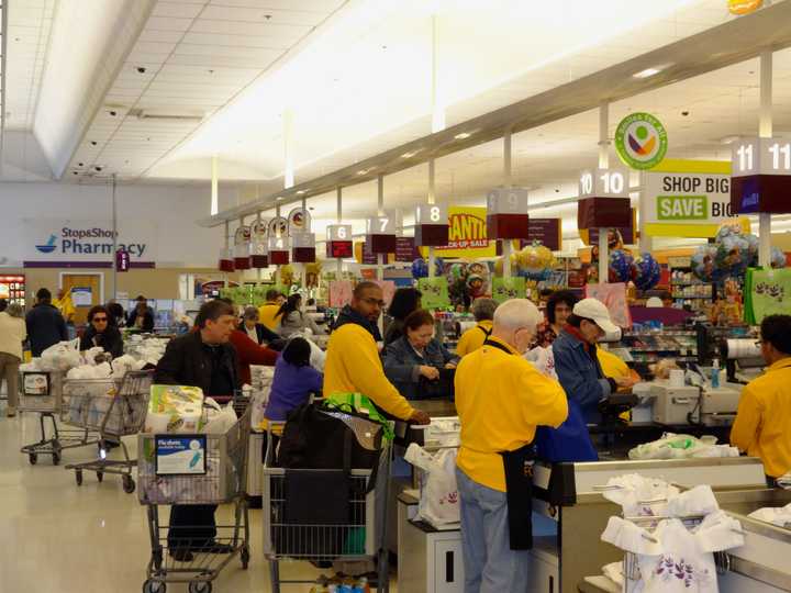 Shoppers in Yonkers on Friday prepared for Hurricane Sandy by stocking up on water, canned goods and batteries.