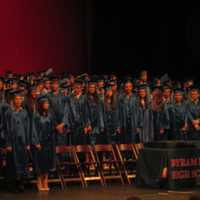 <p>Byram Hills graduates arrive at the ceremony.</p>