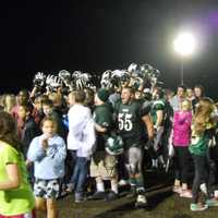 <p>The fans celebrate with Pleasantville after its 16-14 win over Nanuet Friday in a Section 1 Class B Football Championship semifinal.</p>