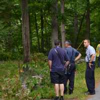 <p>Responders near Blue Heron Lake in Pound Ridge.</p>