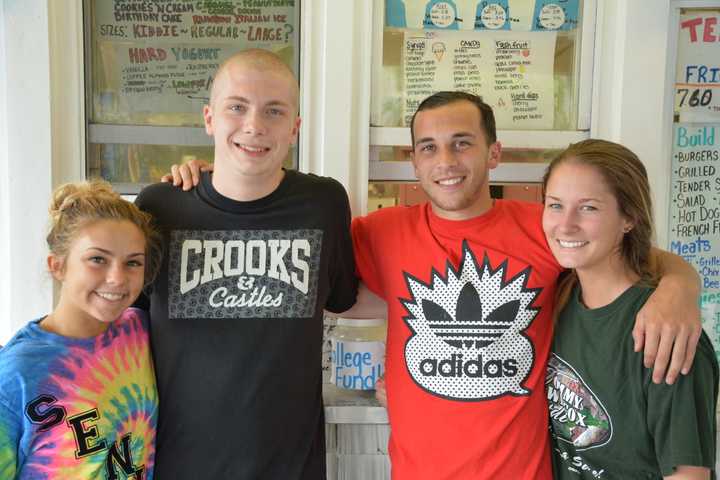 From left, Scoops N&#x27; More staffers Breanna Kunze, David Bell, Frank Calandra and Abigail Millard.