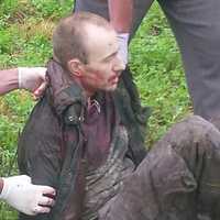 <p>Convicted murder David Sweat as he is being taken into custody after being shot in Constable, N.Y., in a photo posted by CNN on Twitter.</p>