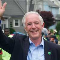 <p>Bridgeport Mayor Bill Finch waves to onlookers at Sunday&#x27;s parade.</p>