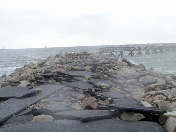 The jetty and pier at Calf Pasture Beach in Norwalk suffered serious damage during Hurricane Sandy.