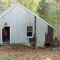 <p>A detached garage at a home on Little Brook Road in Rowayton caught fire Friday, requiring Rowayton Volunteer Firefighters to respond.</p>