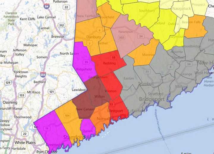 More than 5,000 Danbury customers were without power Saturday morning.