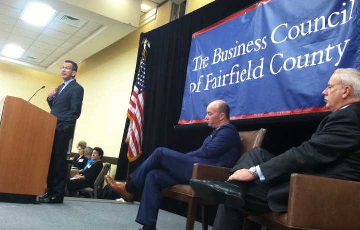 Gov. Dannel P. Malloy speaking at The Business Council of Fairfield County&#x27;s Annual General Meeting on Wednesday in Stamford.  