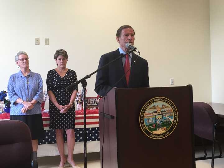 U.S. Senator Richard Blumenthal (D-CT) introduces his elder abuse prevention bill at an event Thursday.