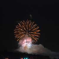 <p>The fireworks brighten the skies near the Danbury Fair Mall on Thursday night. </p>