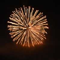 <p>Fireworks light up the sky over the Danbury Airport </p>