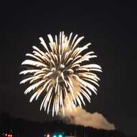 <p>Fireworks explode above the Danbury Fair Mall and Danbury Airport on Thursday evening. </p>