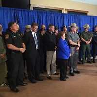 <p>New York State Police Superintendent Joseph D&#x27;Amico speaks at a press conference with Gov. Andrew Cuomo after the apprehension of David Sweat on June 28.</p>