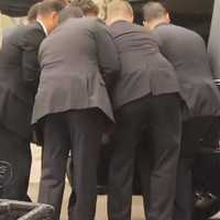 <p>Pallbearers taking Yonkers resident John Crimmins&#x27; body into the Immaculate Conception Church in Tuckahoe.</p>