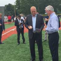 <p>Finch brought his baseball glove to the event for Ripken to check out.</p>