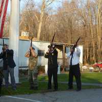 <p>North Salem veterans of foreign wars flanked the podium at the town&#x27;s Veterans Day ceremony Sunday. Dressed in their military uniforms, the servicemen discharged their rifles in salute to veterans everywhere.</p>