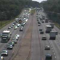 <p>Traffic is solid Friday on I-95 through Westport in the Saugatuck Avenue area. </p>