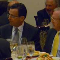 <p>Gov. Dannel Malloy, left, with Wilton First Selectman Bill Brennan. </p>