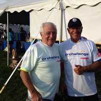 <p>Former Sacred Heart University athletic director Don Cook, left, gets ready for the ride in 2014 with Bobby Valentine.</p>