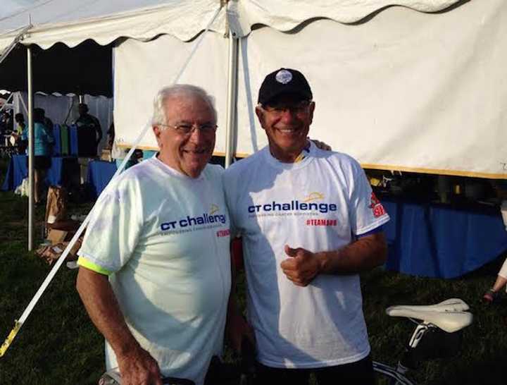 Former Sacred Heart University athletic director Don Cook, left, gets ready for the ride in 2014 with Bobby Valentine.