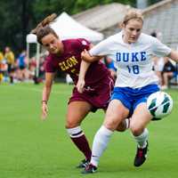 <p>Harvey School alum Maddy Haller, shown in a game earlier in the season, is a standout defensive player for Duke.</p>