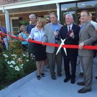 <p>First Selectman Michael Tetreau along with local leaders and hotel owners cut the ribbon on the new Fairfield Circle Inn on Thursday eveing.</p>