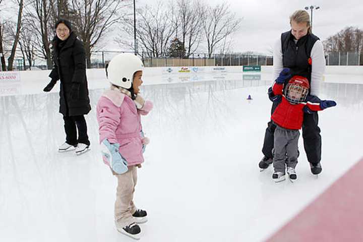 The Westport Police Athletic League ice rink at Longshore Club Park in Westport opens Friday.