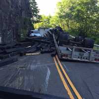 <p>A tractor trailer overturned on Route 6 in Cortlandt.</p>