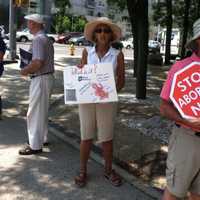 <p>Protestors from throughout Fairfield County gather in front of the Government Center in Stamford to vent their anger at Planned Parenthood.</p>