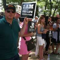 <p>Protestors from throughout Fairfield County rally in front of the Government Center in Stamford to vent their anger at Planned Parenthood.</p>