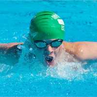 <p>Liam McGrinder of Pleasantville competes in the butterfly.</p>