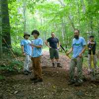 <p>From left, LEAF intern Elmer Galvez, LEAF intern Enoc Escobar, the Conservancys Mark Mainieri, LEAF mentor Stephen McClellan, LEAF intern Loc Nguyen and LEAF intern Ted Brooks.</p>
