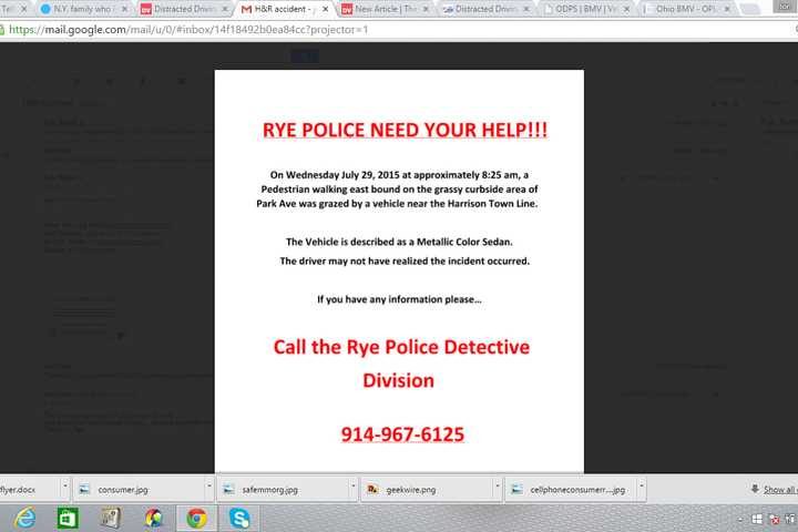 Rye Police Seek Public's Help After Driver Grazed Pedestrian Near Harrison
