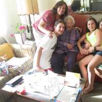 <p>Rose Zieff with her daughter, granddaughter and great grandchildren.</p>