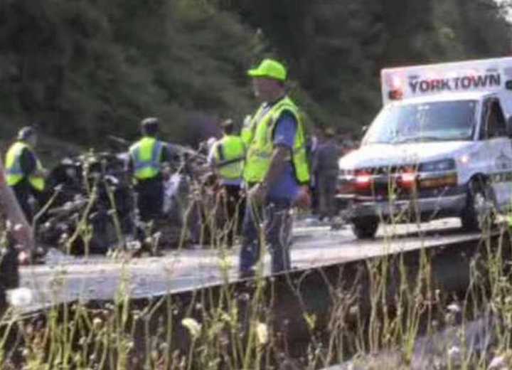 The scene of the accident on the Taconic State Parkway on Saturday.