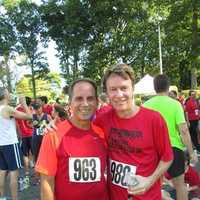 <p>From the Eastchester School Foundation, George Winn, right, president, and Marc Kutzin, board member, participated in the inaugural Eastchester 5K.</p>