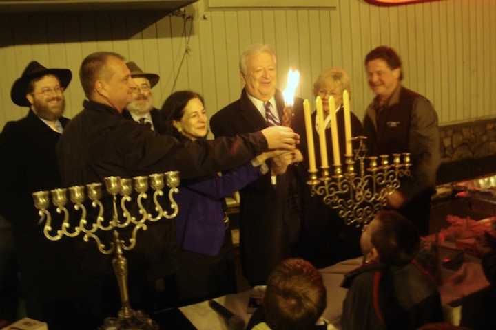 Norwalk officials light the menorah for the third night of Hanukkah in the annual ceremony at Stew Leonard&#x27;s.