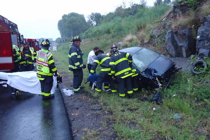 Car Rolls Over On I-95 North In Norwalk 