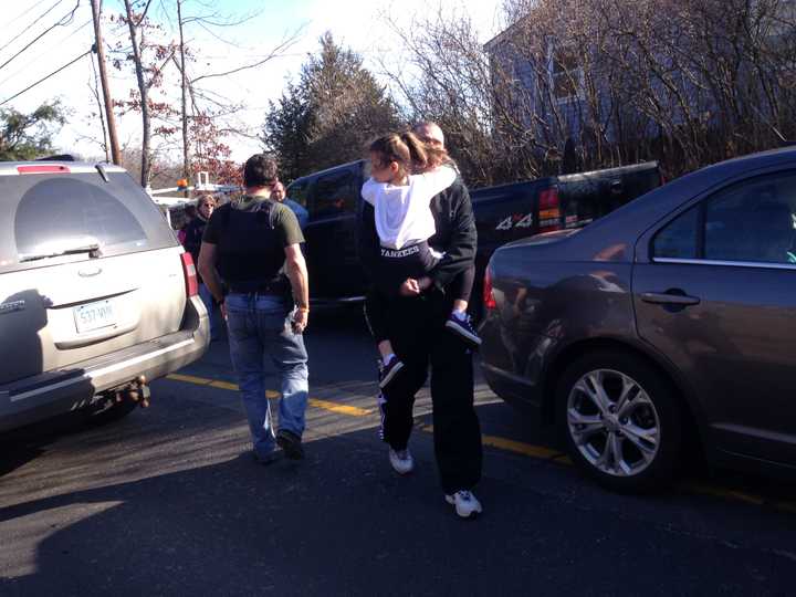 Outside Sandy Hook Elementary School in Newtown after Friday&#x27;s shooting. 