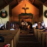 <p>Community volunteers dressed as shepherds, kings, angels, Mary and Joseph reenact the nativity inside the Eastchester Community Church.   </p>