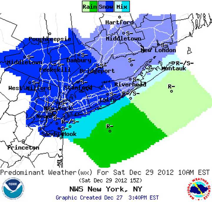 Snow is likely on Saturday for Westchester County.