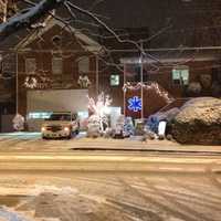 <p>The Eastchester Fire House gets covered in snow. </p>