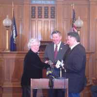 <p>New York Assembly member Sandra R. Galef was sworn in by Putnam County Legislator Sam Oliverio Jr.</p>