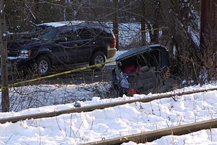 One person was killed and three injured when a Metro-North train struck a Subaru at a Redding train crossing Sunday afternoon. 