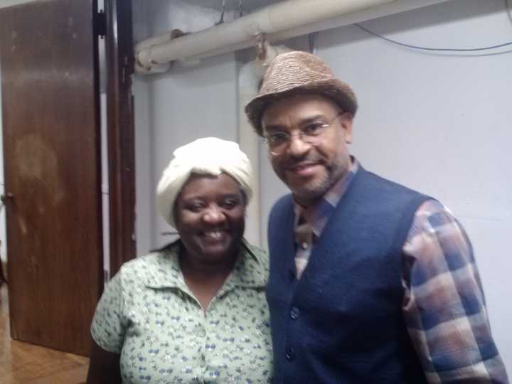 Playwright Vienna Carroll (left) and Director/Musician Keith Johnston performed a play about the unsung heroes of the Underground Railroad on Saturday at the Mount Vernon Public Library.