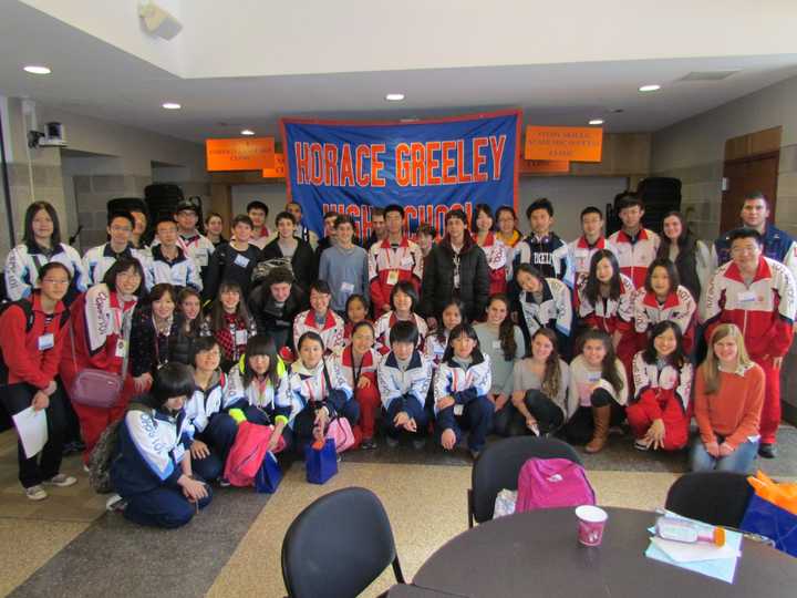 Students and administrators and teachers from Beijing 101 High School visited Horace Greeley High School on Monday.