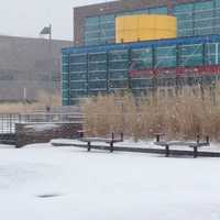 <p>Snow accumulating in front of the library at SUNY Purchase during Winter Storm Nemo. </p>