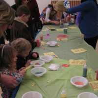 <p>Children enjoy a Purim craft activity at the family Purim celebration organized by Chabad of Yorktown.</p>