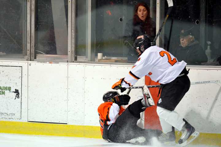 White Plains High School hockey player Phil Variano, right, is The White Plains Daily Voice Athlete of the Month for February.