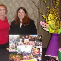 <p>Linda Hugo and Liz Pollack of the Cross Country Shopping Center in Yonkers find potential vendors and event sponsors at the Business Expo in Port Chester.</p>